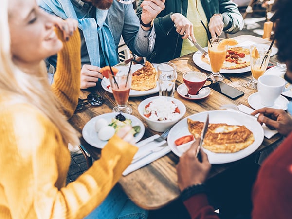 A group of friends having lunch